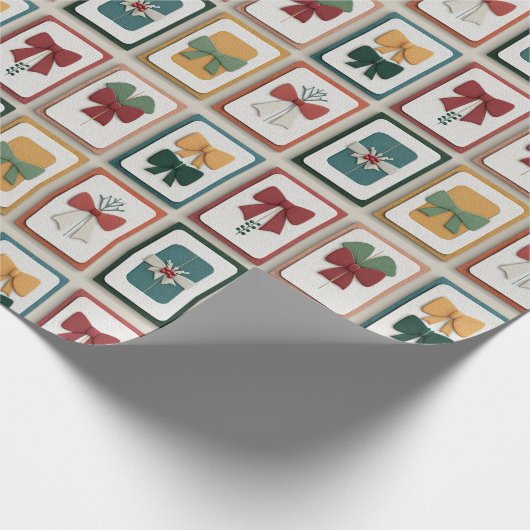 Cheerful Christmas Bow Illustration Geschenkpapier (Ecke)