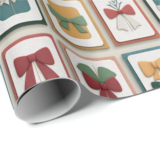 Cheerful Christmas Bow Illustration Geschenkpapier (Rolleneckpunkt)
