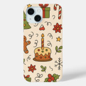 Cheerful Christmas Doodle Pattern Case-Mate iPhone Hülle (Rückseite)