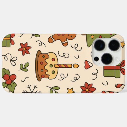 Cheerful Christmas Doodle Pattern Case-Mate iPhone Hülle (Rückseite (Horizontal))