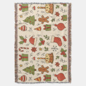 Cheerful Christmas Doodle Pattern Decke (Vorderseite Vertikal)