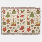 Cheerful Christmas Doodle Pattern Decke (Vorderseite)