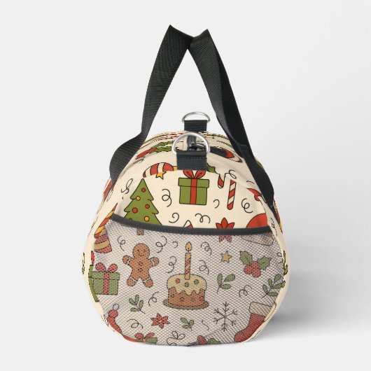Cheerful Christmas Doodle Pattern Duffle Bag (Rechts)