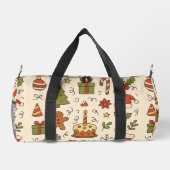Cheerful Christmas Doodle Pattern Duffle Bag (Rückseite)