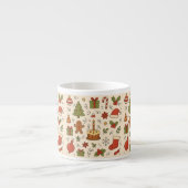 Cheerful Christmas Doodle Pattern Espressotasse (Vorderseite)