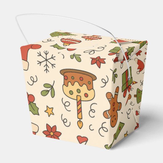 Cheerful Christmas Doodle Pattern Geschenkschachtel (Rückseite)