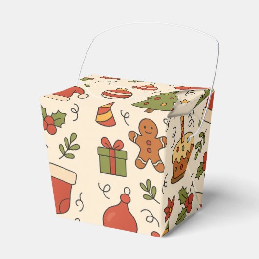 Cheerful Christmas Doodle Pattern Geschenkschachtel (Vorderseite)