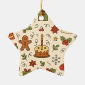 Cheerful Christmas Doodle Pattern Keramik Ornament (Vorne)