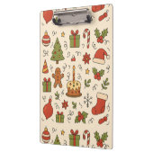 Cheerful Christmas Doodle Pattern Klemmbrett (Links)