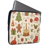 Cheerful Christmas Doodle Pattern Laptopschutzhülle (Vorne Rechts)
