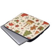 Cheerful Christmas Doodle Pattern Laptopschutzhülle (Vorne Knopf)