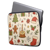 Cheerful Christmas Doodle Pattern Laptopschutzhülle (Vorderseite Links)