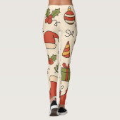 Cheerful Christmas Doodle Pattern Leggings (Rückseite)