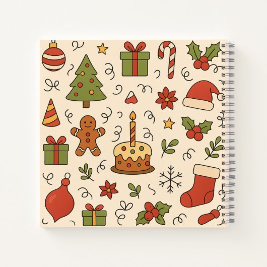 Cheerful Christmas Doodle Pattern Notizblock (Rückseite)