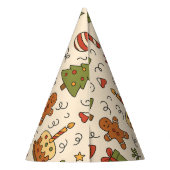 Cheerful Christmas Doodle Pattern Partyhütchen (Rückseite)