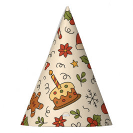 Cheerful Christmas Doodle Pattern Partyhütchen