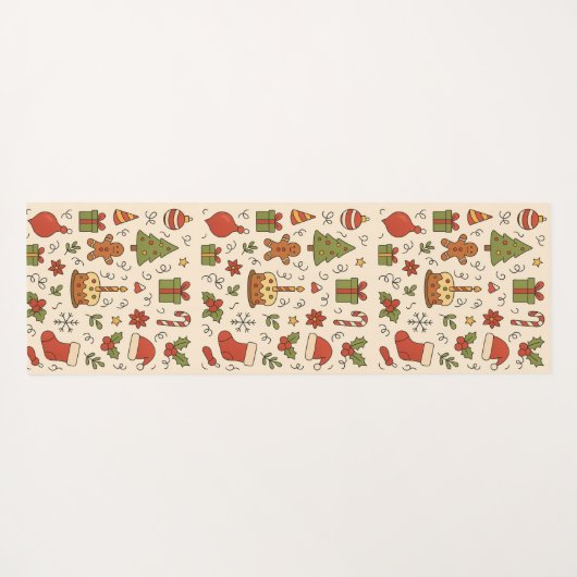 Cheerful Christmas Doodle Pattern Yogamatte (Rückseite (Horizontal))