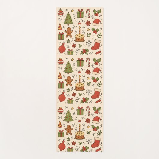 Cheerful Christmas Doodle Pattern Yogamatte (Vorderseite)