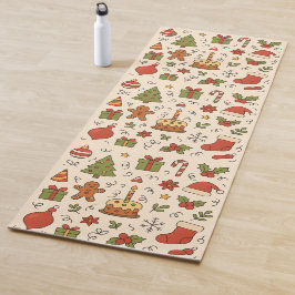 Cheerful Christmas Doodle Pattern Yogamatte