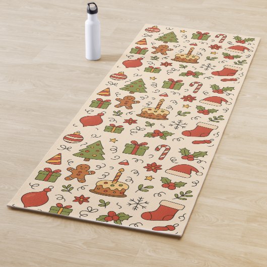 Cheerful Christmas Doodle Pattern Yogamatte (Beispiel)