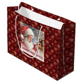 Cheerful Classic Santa and Red Nose Rudolph Bag Große Geschenktüte (Vorderseite Schrägansicht)