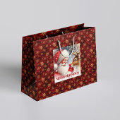 Cheerful Classic Santa and Red Nose Rudolph Bag Große Geschenktüte