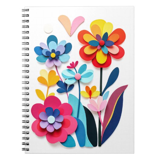 Cheerful Colorful Paper Cut Floral Abstract Notizblock (Vorderseite)