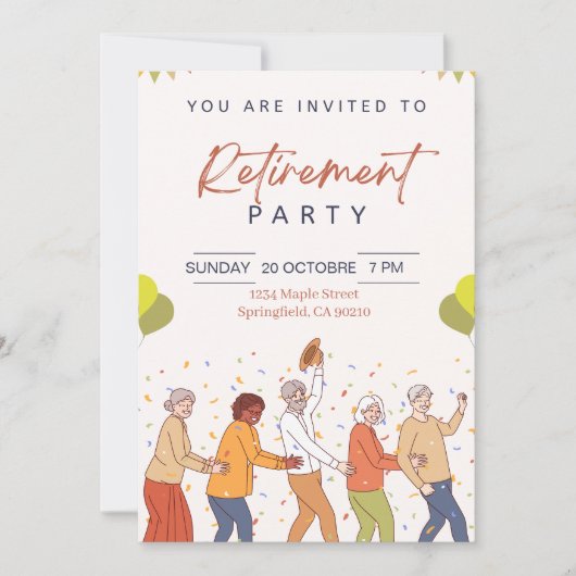 Cheerful & Colorful Retirement Party Invitation | Einladung (Vorderseite)