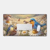 Cheerful Colorful Spring Birds Design Schreibtischunterlage (Tastatur & Maus)