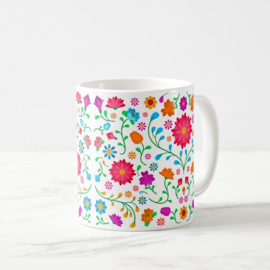 Cheerful colourful folk art pattern kaffeetasse (VorderseiteRechts)