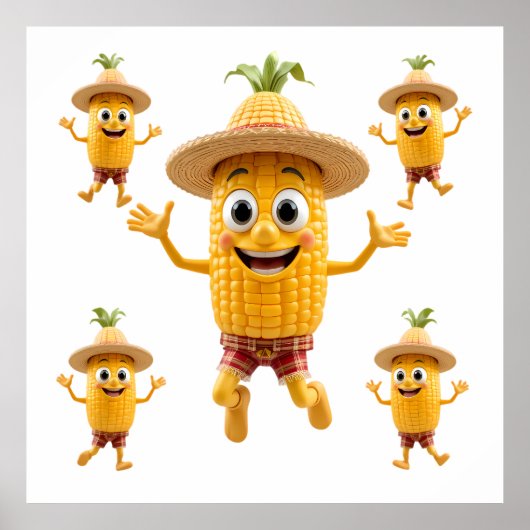  Cheerful Corn Characters Celebrating Life Poster (Vorne)