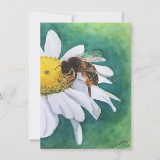Cheerful daisy and bee blank card einladung