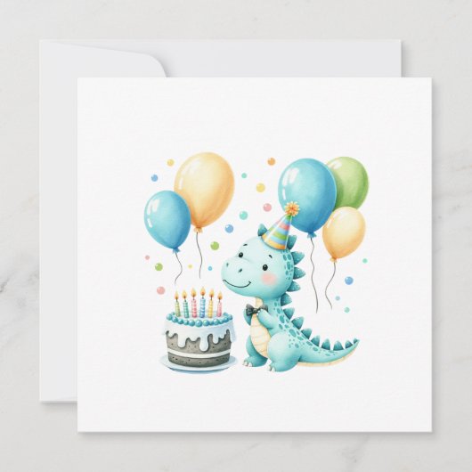 Cheerful Dinosaur Birthday Card Feiertagskarte (Vorderseite)