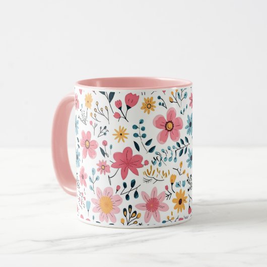 Cheerful Ditsy Wildflower Meadow Tasse (Vorderseite Links)