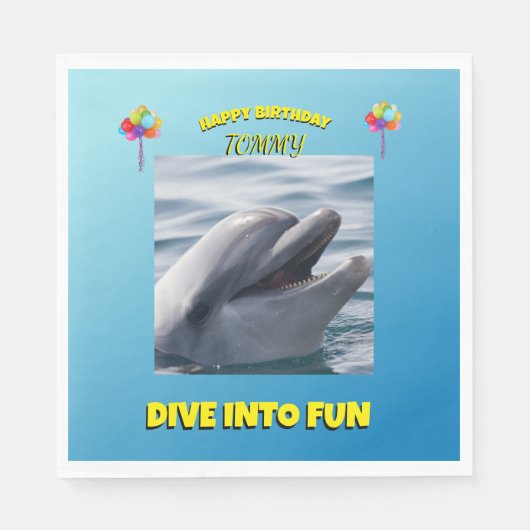 Cheerful Dolphin Birthday Serviette (Vorderseite)