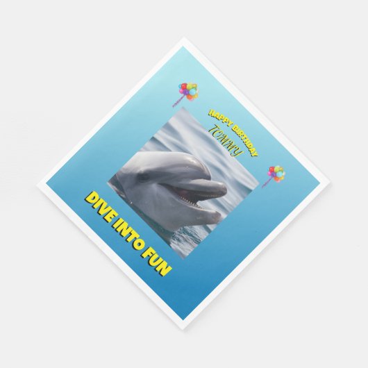 Cheerful Dolphin Birthday Serviette (Ecke)
