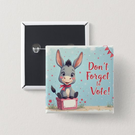 Cheerful Donkey Vote Reminder Button (Vorne & Hinten)