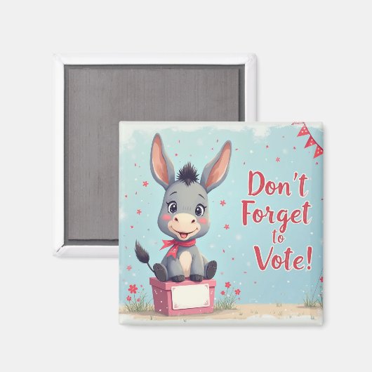 Cheerful Donkey Vote Reminder Magnet (Vorderseite/Rückseite)