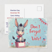 Cheerful Donkey Vote Reminder Postkarte (Vorne/Hinten)