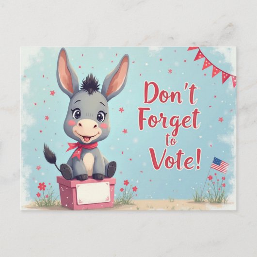 Cheerful Donkey Vote Reminder Postkarte (Vorderseite)