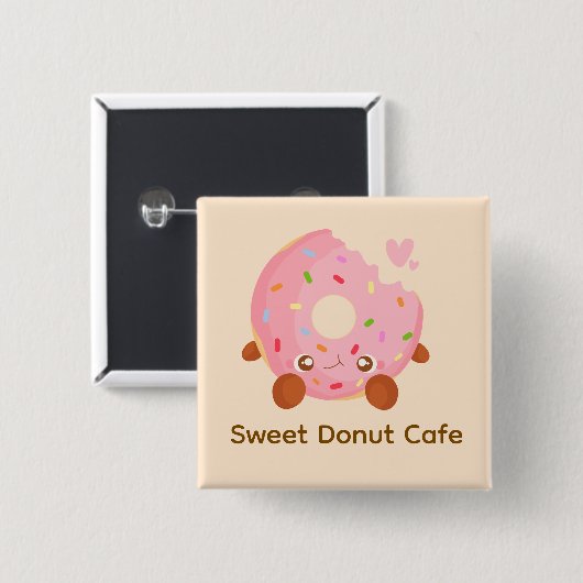 Cheerful Donut With Sprinkles Button (Vorne & Hinten)