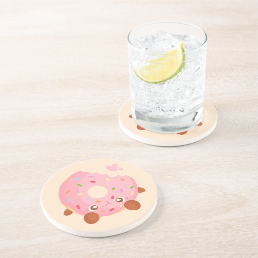 Cheerful Donut With Sprinkles Getränkeuntersetzer (Seite)