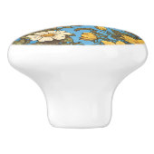 Cheerful Eastern Bluebird Yellow and White Flowers Keramikknauf (Seitenansicht)