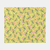  Cheerful Floral Pattern: Pink Flowers  Fleecedecke (Vorderseite (Horizontal))