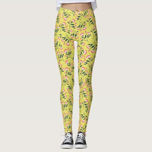  Cheerful Floral Pattern: Pink Flowers  Leggings (Vorderseite)