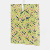  Cheerful Floral Pattern: Pink Flowers  Ornament Aus Glas (Vorderseite links)