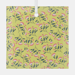  Cheerful Floral Pattern: Pink Flowers  Ornament Aus Glas