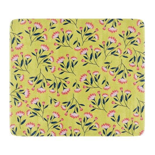  Cheerful Floral Pattern: Pink Flowers  Schneidebrett (Vorderseite)