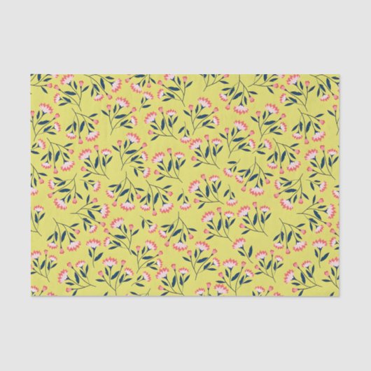  Cheerful Floral Pattern: Pink Flowers  Seidenpapier (Vorderseite)