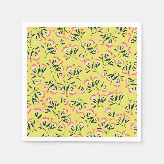  Cheerful Floral Pattern: Pink Flowers  Serviette (Vorderseite)